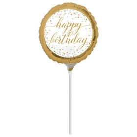 Μπαλονι Foil Mini Shape 9''(23Cm) «Happy Birthday» Με Χρυσο Κονφετι – ΚΩΔ.:537185-Bb