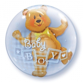 Μπαλονι Foil 24"(61Cm) Αρκουδακι «Baby Boy» Bubble Διπλο – ΚΩΔ.:68646-Bb