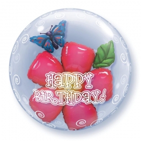 Μπαλονι Foil 24"(61Cm) Λουλουδι «Happy Birthday» Bubble Διπλο – ΚΩΔ.:68805-Bb