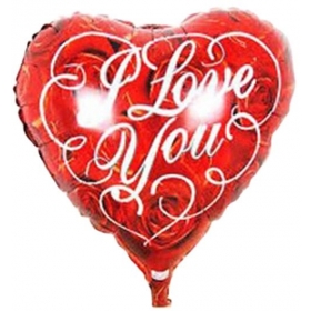 Μπαλονι Foil 18''(46Cm)  Κοκκινη Καρδια 'I Love You' Με Τριανταφυλλα – ΚΩΔ.:206255-Bb