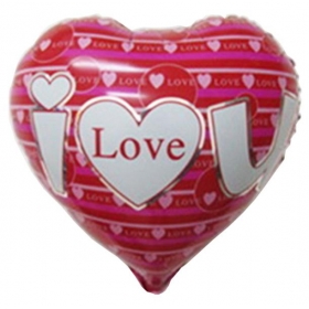 Μπαλονι Foil 18''(46Cm) Κοκκινη Καρδια «I Love You» Με Φουξια Ριγες – ΚΩΔ.:206264-Bb