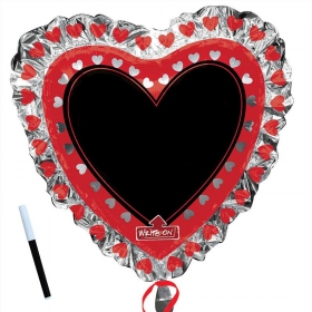 Μπαλονι Foil 91X76Cm Super Shape Καρδια Με Μαυρο Πινακακι - ΚΩΔ.:207133-Bb