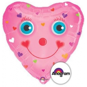 Μπαλονι Foil 81Cm Super Shape Ροζ Καρδια Με Χαμογελαστη Φατσουλα - ΚΩΔ.:510423-Bb