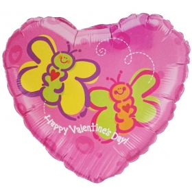 Μπαλονι Foil 45Cm Καρδια «Happy Valentine'S Day» Με Πεταλουδες - ΚΩΔ.:62631-Bb