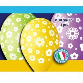 Τυπωμενα Μπαλονια Latex Λουλουδια Κιτρινα Μωβ Λαχανι 12" (30Cm) – ΚΩΔ.:S301823-Bb