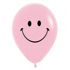Τυπωμενα Μπαλονια Latex Χαμογελαστη Φατσουλα Παστελ Ροζ 12" (30Cm) – ΚΩΔ.:13512111S-Bb