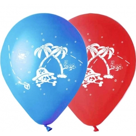 Τυπωμενα Μπαλονια Latex Νεκροκεφαλη Πειρατη Και Φοινικες Κοκκινα Μπλε 12" (30Cm) – ΚΩΔ.:13512415-Bb