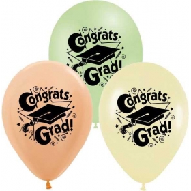 Τυπωμενα Μπαλονια Latex «Congrats Grad» Σε 3 Χρωματα 12" (30Cm) – ΚΩΔ.:13512547-Bb