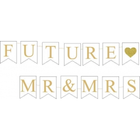 Banner με σημαιάκια ''Future Mr & Mrs'' για Bachelor Παρτυ - ΚΩΔ:P25965-2-Bb