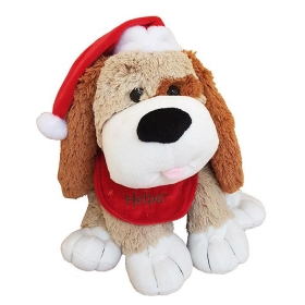 Χνουδωτο Σκυλακι ''Santa'S Helper'' Με Χριστουγεννιατικο Σκουφακι 35Cm - ΚΩΔ:Xd03633-Bb