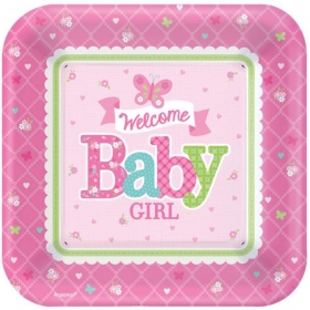 Πιατα Μεγαλα 'Welcome Baby Girl' 26Cm - Baby Shower - ΚΩΔ:591458-Bb