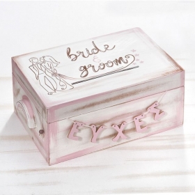 Ξυλινο Κουτι Ευχων Γαμου Bride & Groom- ΚΩΔ:Zke200-Pr