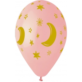 Τυπωμενα Ροζ Μπαλονια Latex Μισοφεγγαρο Και Αστερια 13" (33Cm) – ΚΩΔ.:13613301-Bb