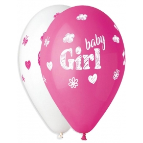 Τυπωμενα Μπαλονια Latex Baby Girl Φουξ-Ασπρo 13" (33Cm) – ΚΩΔ.:13613303-Bb