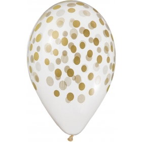 Μπαλονια 13΄΄ Λευκο Με Χρυσο Κονφετι Πουα  – ΚΩΔ.:13613309-Bb