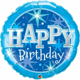 Μπαλονι Foil 91Cm «Happy Birthday» Blue Sparkle – ΚΩΔ.:43216-Bb