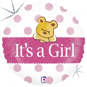 Μπαλονι Foil 45Cm Για Γεννηση Baby Girl Αρκουδακι Με Γκλιτερ – ΚΩΔ.:86827-Bb