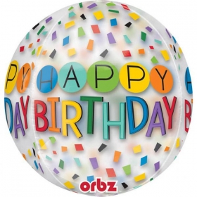 Μπαλονι Foil 16"(40Cm) Ορβζ Happy Birthday Ουρανιο Τοξο Με Κονφετι – ΚΩΔ.:535168-Bb