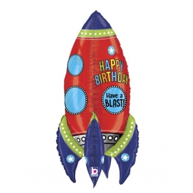 Μπαλονι Foil Super Shape 91Cm Πυραυλος «Happy Birthday» 3D – ΚΩΔ.:35253-Bb
