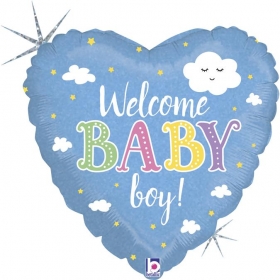 Μπαλονι Foil 45Cm Καρδια «Welcome Baby Boy» – ΚΩΔ.:36874-Bb