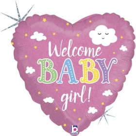 Μπαλονι Foil 45Cm Καρδια «Welcome Baby Girl» – ΚΩΔ.:36875-Bb