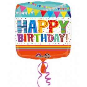 Μπαλονι Foil Γενεθλιων Supershape «Happy Birthday» Σημαιακια 43Cm – ΚΩΔ.:530738-Bb