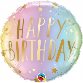 Μπαλονι Foil Super Shape 45Cm «Happy Birthday» Παστελ Ombre – ΚΩΔ.:88052-Bb