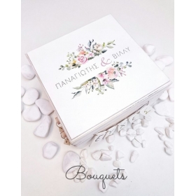 Κουτι Ευχων Με Λουλουδια Και Ονοματα Ζευγαριου - ΚΩΔ:Bouquet-Bm