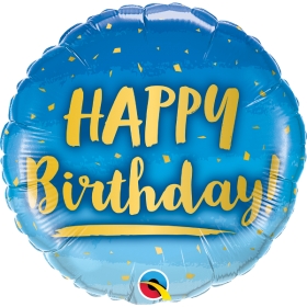 Μπαλονι Foil Γενεθλιων «Happy Birthday» Χρυσο & Μπλε 45Cm – ΚΩΔ.:78676-Bb