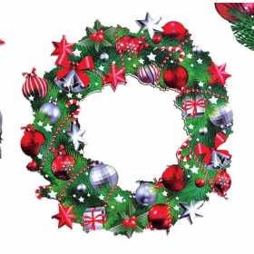 Ξυλινο Εκτυπωμενο Στεφανι Χριστουγεννιατικο 15 Εκατ. - ΚΩΔ:M3233-Ad