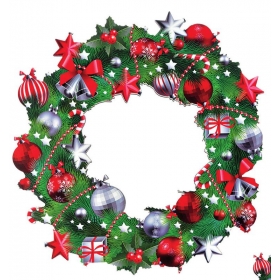 Ξυλινο Εκτυπωμενο Στεφανι Χριστουγεννιατικο 30 Εκατ. - ΚΩΔ:M3235-Ad