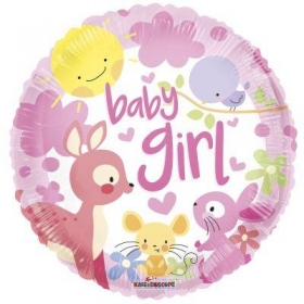 Μπαλονι Foil 45Cm Για Γεννηση «Baby Girl» Με Ζωακια – ΚΩΔ.:16135-Bb