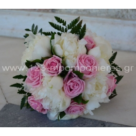 Ανθοστολισμος Γαμου Με Παιωνιες Λιλιουμ Και Τριανταφυλλα Σε Λευκο Και Ροζ - ΚΩΔ.:Mn460-A