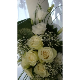 Λαμπαδες Γαμου Με Λευκα Τριανταφυλλα Και Γιψογυλλη - ΚΩΔ.:Pr316-L
