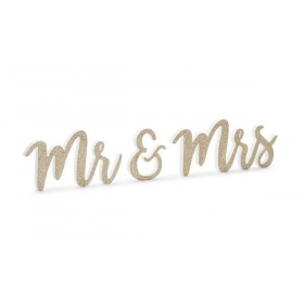 Ξυλινο Διακοσμητικο Τραπεζιου Χρυσο Mr & Mrs - ΚΩΔ:Dn6-008-019B-Bb