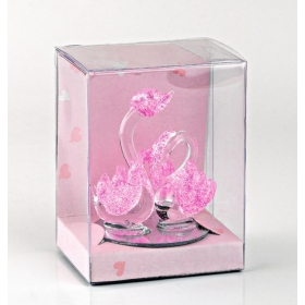 Κρυσταλλινοι Κυκνοι Με Καθρεφτη Και Ροζ Διαφανο Κουτι - ΚΩΔ:202-9018-Mpu
