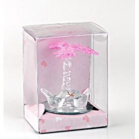 Κρυσταλλινα Πουλακια Με Καθρεφτη Και Ροζ Διαφανο Κουτι - ΚΩΔ:202-9021-Mpu
