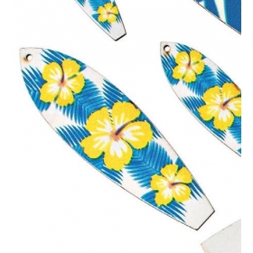 Ξυλινη Σανιδα Του Surf Με Λουλουδια 3X10Cm- ΚΩΔ:M3616-Ad