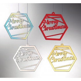 Plexiglass Πολυγωνο "Merry Christmas" 8.5Χ8.5Cm - ΚΩΔ:M4518-Ad