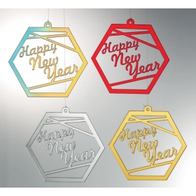Plexiglass Πολυγωνο "Happy New Year" 8.5Χ8.5Cm - ΚΩΔ:M4527-Ad