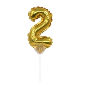 Μπαλονι Foil 7''(18Cm) Αριθμος Τουρτας 2 Χρυσο - ΚΩΔ:206418-2-Bb