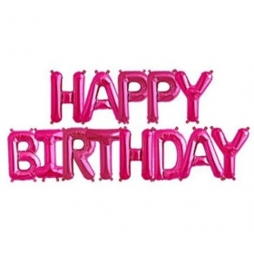 Μπαλονι Foil 14"(35Cm) Φουξια "Happy Birthday" - ΚΩΔ:206360-2-Bb