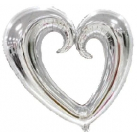 Μπαλονι Foil 30''(76,5Cm) Ασημι Καρδια Με Τρυπα - ΚΩΔ:206354-Bb