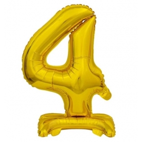 Μπαλονι Foil 30''(74Cm) Χρυσος Αριθμος 4 Με Βαση - ΚΩΔ:Bcasz4-Bb