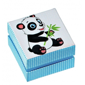 Χαρτινο Κουτακι Καρο Σιελ Με Panda 7X7X5Cm . - ΚΩΔ:Ak145-Ad