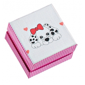 Χαρτινο Κουτακι Καρο Ροζ Με Σκυλακι 7X7X5Cm . - ΚΩΔ:Ak168-Ad