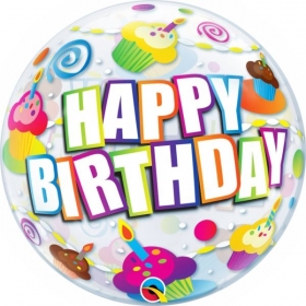Μπαλονι Foil 22"(56Cm) Bubble Birthday Colorful Cupcakes - ΚΩΔ:30799-Bb