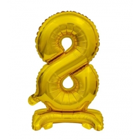 Μπαλονι Foil 30''(74Cm) Χρυσος Αριθμος 8 Με Βαση - ΚΩΔ:Bcasz8-Bb