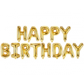 Μπαλονια Foil 14''(35Cm)  Χρυσο Happy Birthday - ΚΩΔ:206360-4-Bb