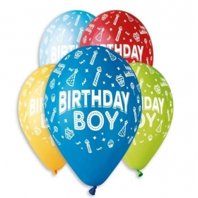 Μπαλονι Λατεξ 13"(33Cm) Τυπωμενο Birthday Boy 5 Χρωματα - ΚΩΔ:13613478-Bb